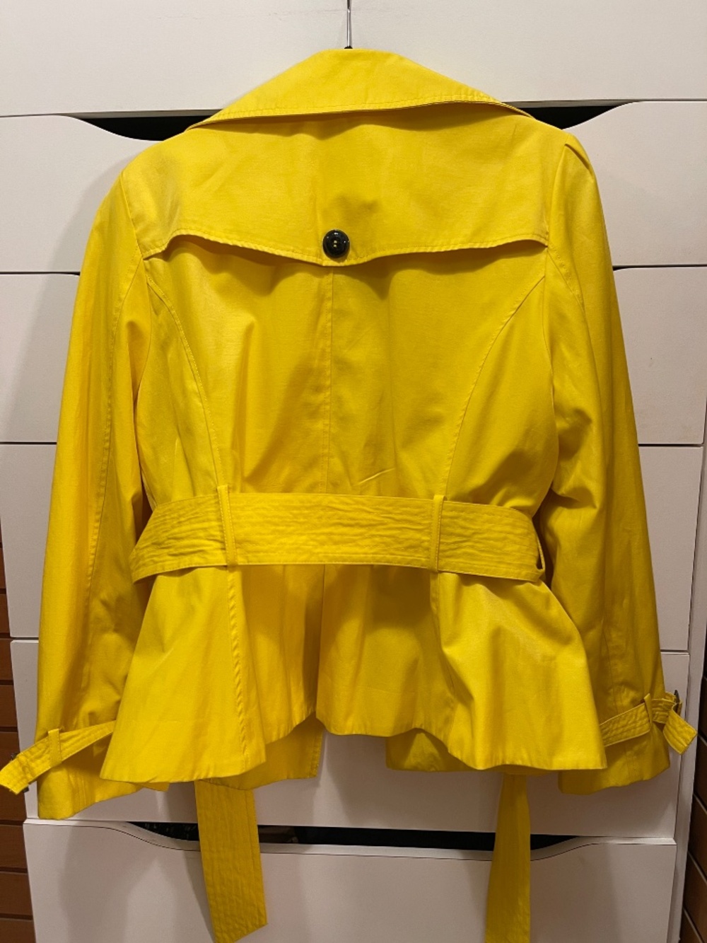 Black rivet yellow short trench coat women XL - Picture 2 of 8